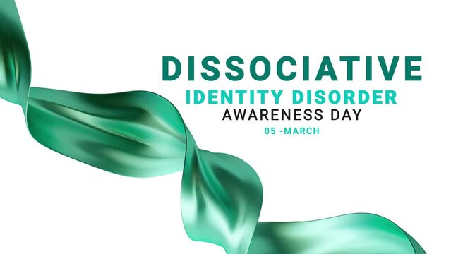 Dissociative Identity Disorder Awareness Day. Teal color ribbon wave motion. 