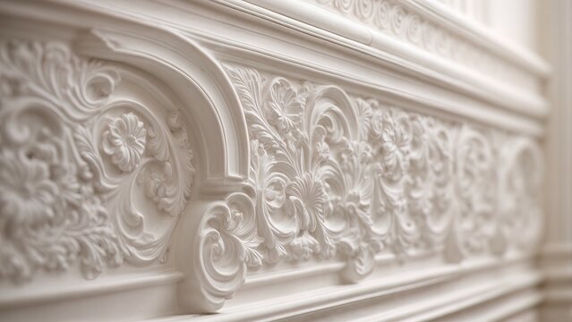 Luxury white wall design with stucco mouldings roccoco element