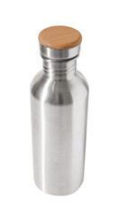 Contemporary Metal Stainless Steel Water Bottle. Isolated with clipping path.