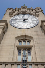 Fototapeta na wymiar Liverpool, united kingdom May, 16, 2023 View of the iconic Royal Liver Building clock face in Liverpool, UK