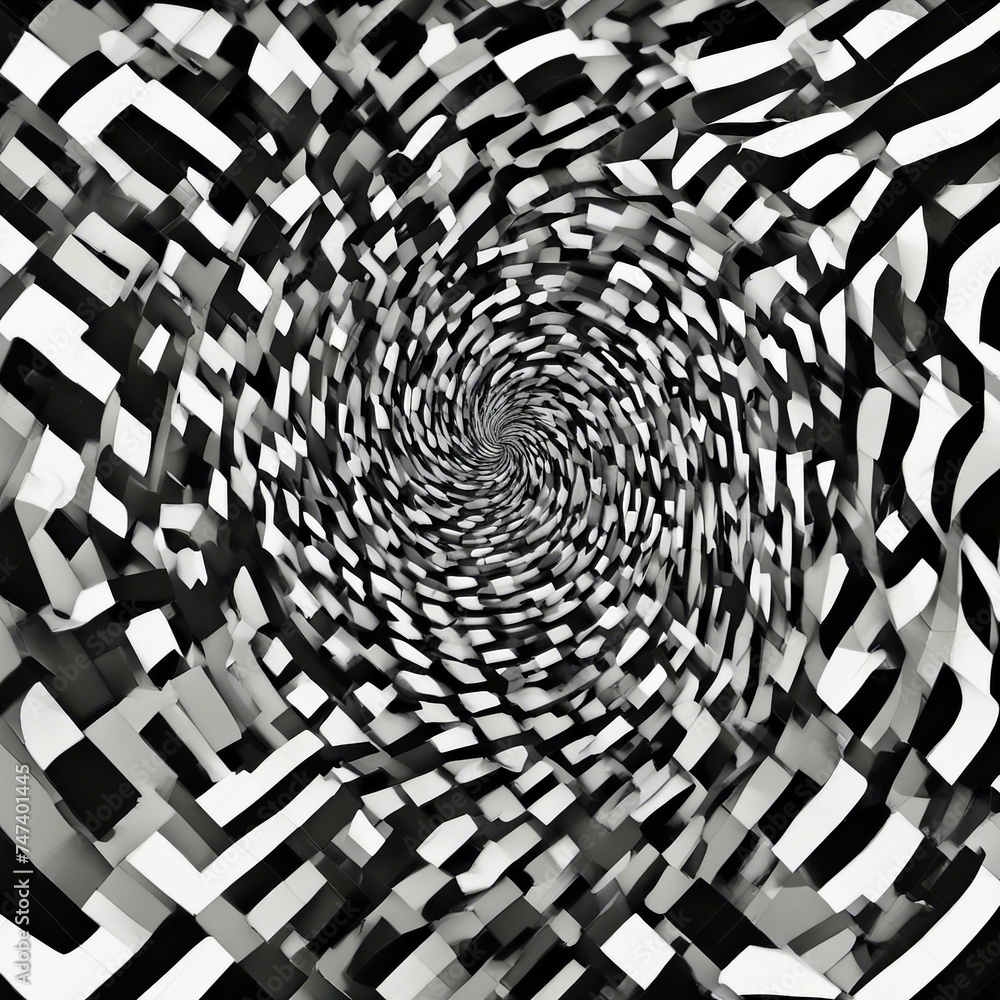Wall mural black and white background an abstract spiral art texture pattern with a square shape and a black an
