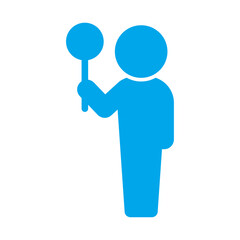 丸いプレートを持っている人のアイコン - 回答やサインのテンプレート素材