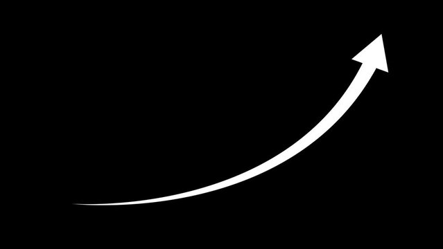 Neon rising arrow animation, success concept. Profit growing icon animation.  rising arrow  isolated on transparent background. 