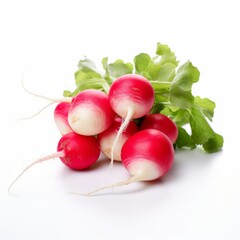 Fresh crunchy radish on a white background.