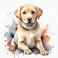 Watercolor Labrador Clipart, aquarela, colorfully. AI Generative