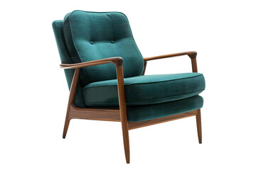 Vintage Teal Armchair on White Background
