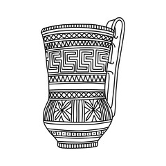 Greek  vase. Coloring page. Doodle poster. Stock vector illustration.