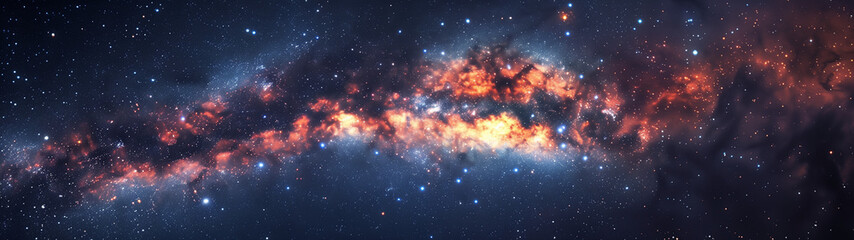 Fototapeta na wymiar Fiery Nebulae in a Star-Studded Sky
