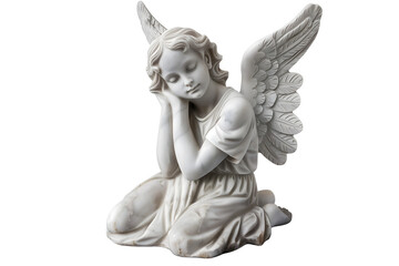 Marble Angel Statue Isolated on White Background
