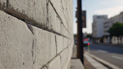 Obraz na płótnie Canvas City street with long concrete wall