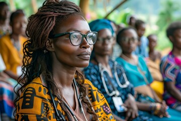 Portrait of an African Woman with Traditional Clothing at a Cultural Gathering