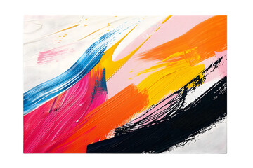 Abstract Acrylic Brush Strokes Painting on Canvas -  - White Transparent Background 
