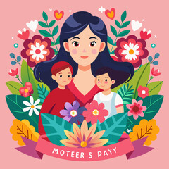 Happy Mothers Day Beautiful Design illustration with Text