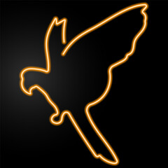 parrot neon sign, modern glowing banner design, colorful modern design trend on black background. Vector illustration. © Oleh
