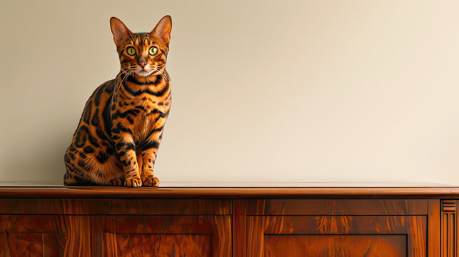 Bengalkatze auf dem Schranl