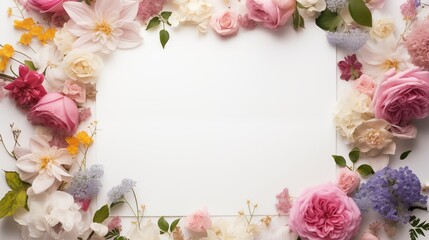 Empty space for entering text decorated with flowers generate ai