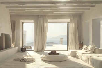 luxury villas & apartments villas, in the style of photo-realistic compositions, white and beige,