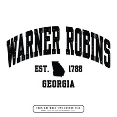 Warner Robins text effect vector. Editable college t-shirt design printable text effect vector	