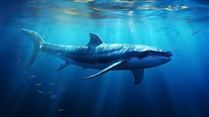 Blue Whale swimming in ocean, Underwater Creature