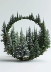 Fototapeta premium Coniferous trees that form a circle.