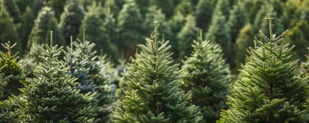 Coniferous trees in the forest, close up view.