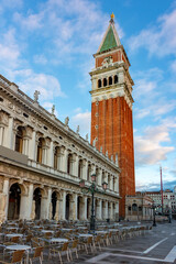 Fototapeta na wymiar Campanile tower on St. Mark's square in Venice, Italy