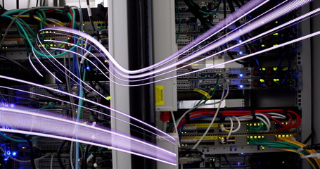 Image of lines moving over servers