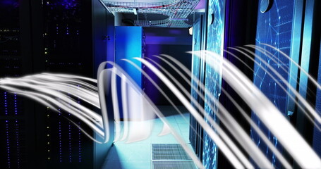 Image of waves moving over servers