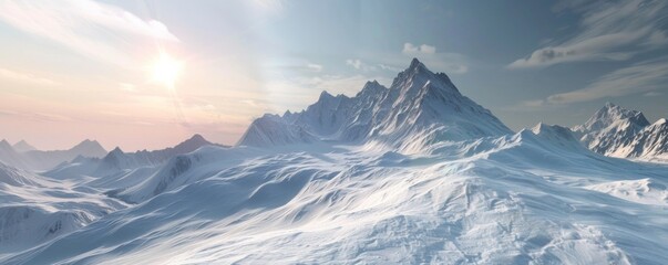 View of beautiful snow-capped mountains on a sunny day.