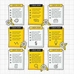 Infographic hand drawn professional steps With Yellow Color and black. Vector illustration.