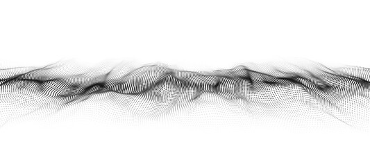 Futuristic wave of black smoothly moving dots on a white background. Vector EPS10