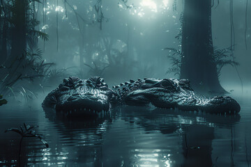 The river's heartbeat echoes the slow crawl of ancient crocodiles. - obrazy, fototapety, plakaty