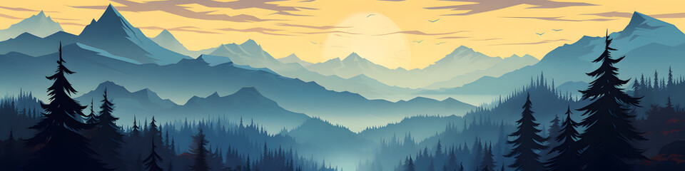 Mountain background , Minimal landscape art with watercolor brush and golden line art texture, Abstract art wallpaper for prints, Art Decoration, wall arts and canvas prints,, anime styl