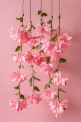 Hanged floated flowers on pink theme
