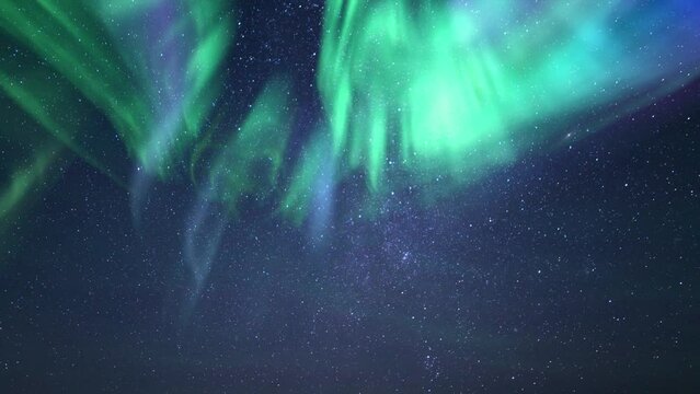 Galactic Embrace Aurora and Polaris North Star with Meteors Milky Way Time Lapse