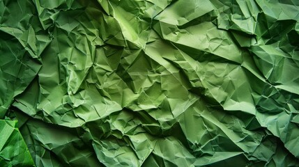 Paper background, Crumpled green paper texture. 