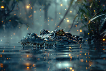 The river's heartbeat echoes the slow crawl of ancient crocodiles. - obrazy, fototapety, plakaty