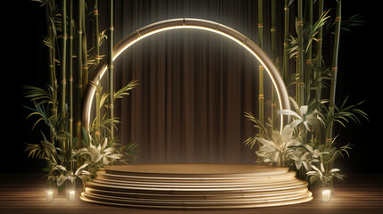 luxurious Bamboo podium product display for product presentation