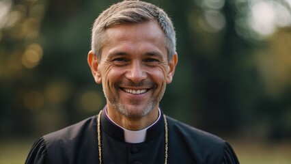 Smiling priest showing thumbs up