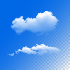 Set of clouds on a blue background. Vector illustration.