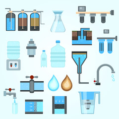 water filtration icon set