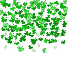 doodle shamrock or clover leaves flat design green backdrop pattern vector illustration