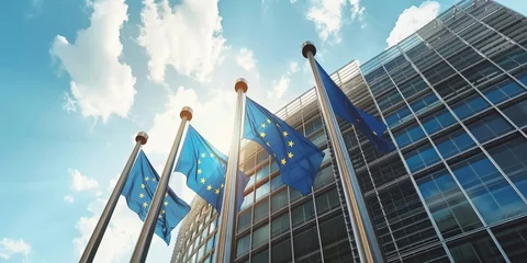 Fotobehang Impact of EU policies on member states with European Union flags © Shutter2U