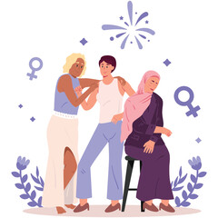 Togetherness International Women Day 2D Illustrations