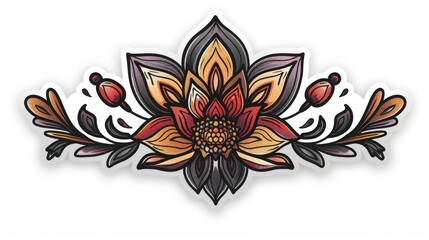 sticker of tattoo in traditional style of a flower 