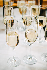 Elegant Champagne Flutes Ready for Catered Event