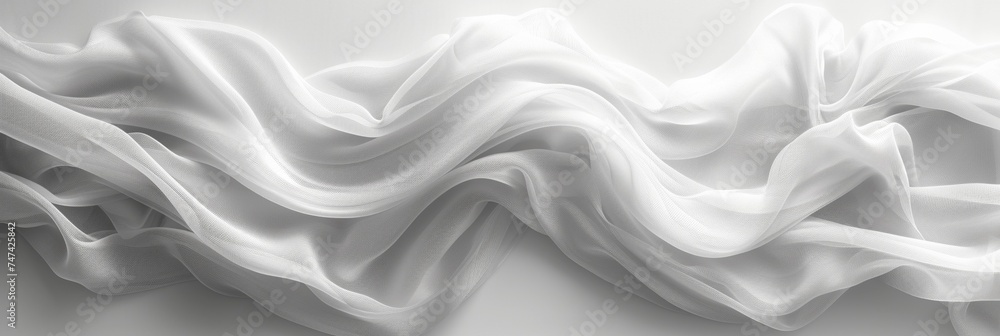 Poster a textured gauze pattern in white, creating an abstract and decorative backdrop.