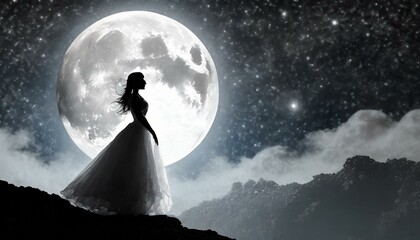 silhouette of a person in the moonlight
