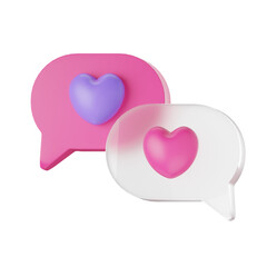 Chat Love Valentine Day Glass 3D Illustrations