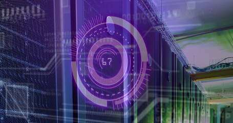 Image of scope scanning with data processing over server room